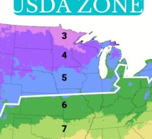 USDA Plant Hardiness zone map of the Continental United States with temperatures